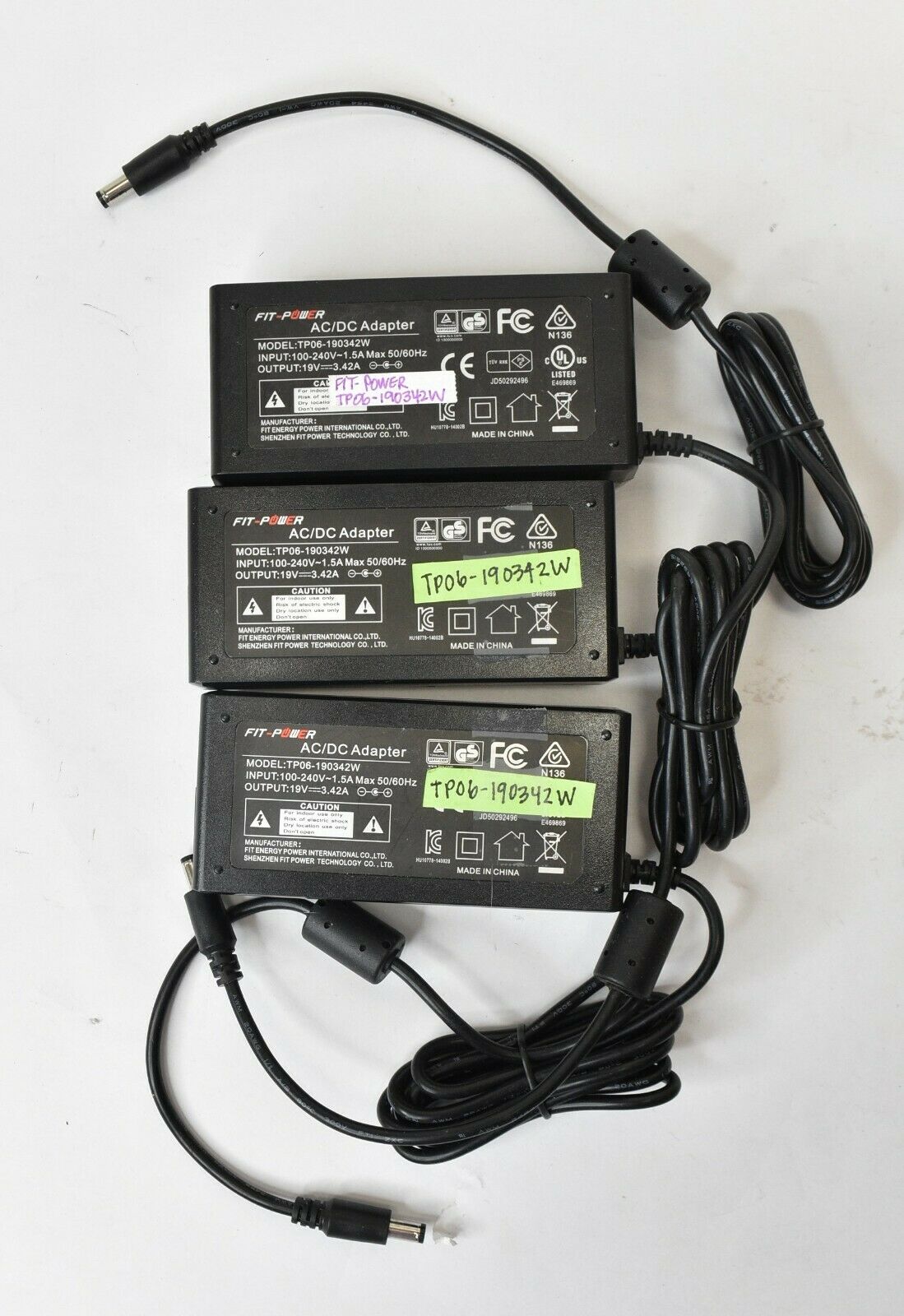 *Brand NEW*Lot of 3 Fit Energy Power TP06-190342W 19V 3.42A AC/DC Power Supply Adapter